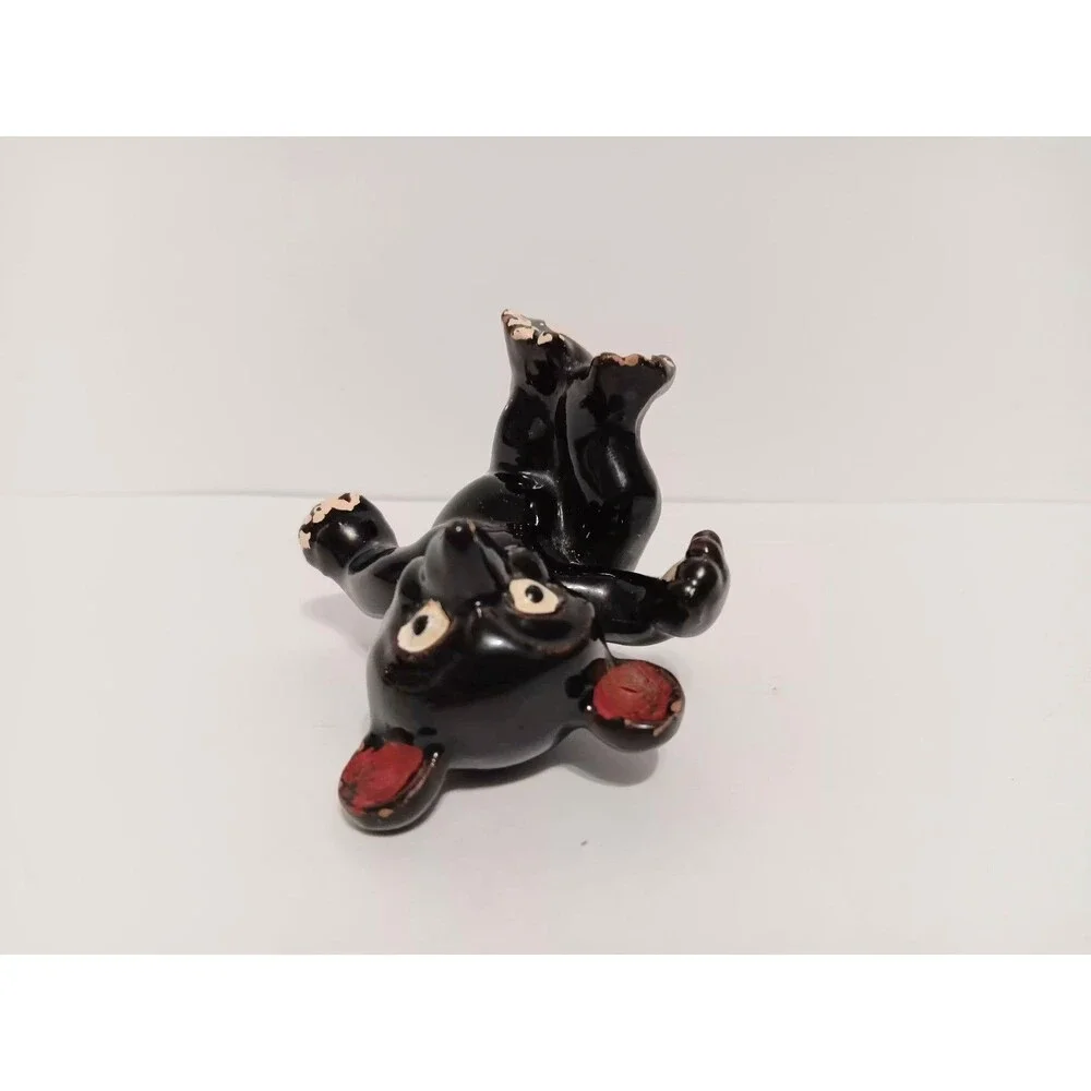 Bear Figurine Redware Black Figurine Home Country Farmhouse Vintage Decor 2
